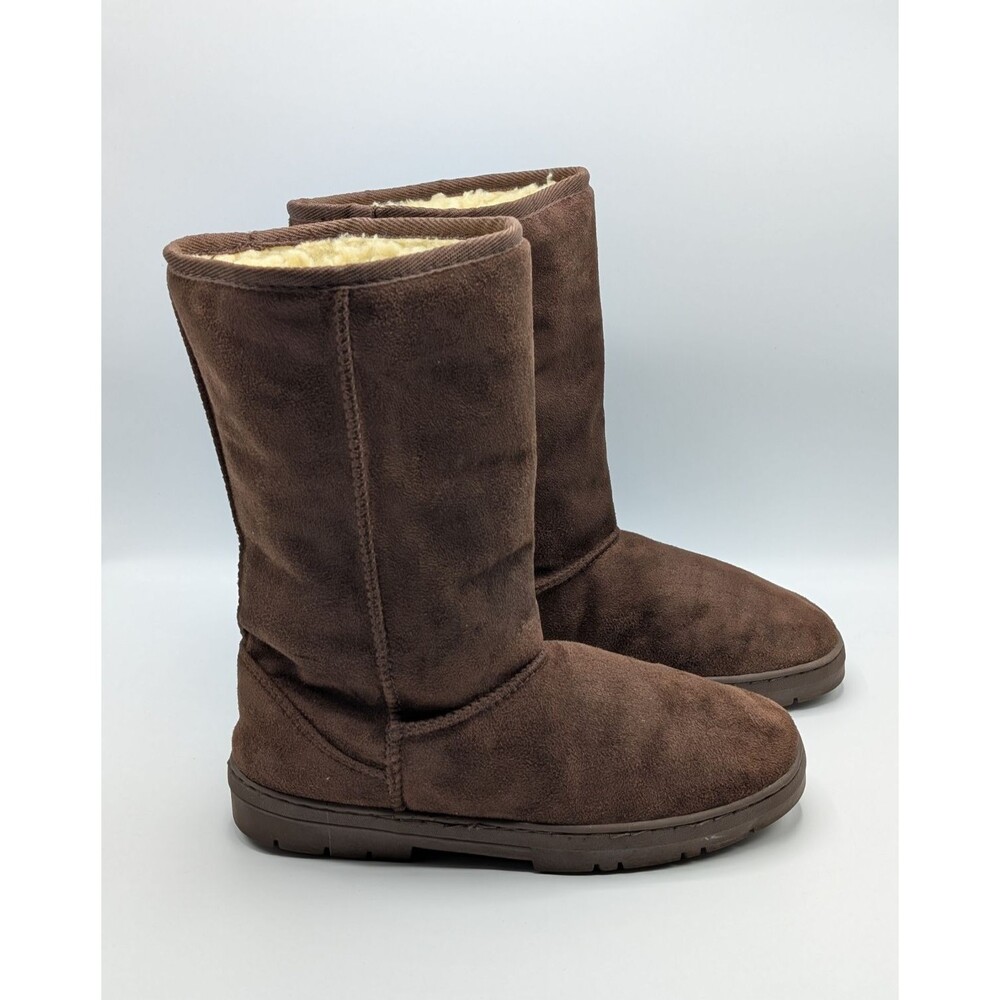 Adi Designs Boots Women 10 Chocolate Brown Suede Mid-Calf Faux Fur Lining Winter